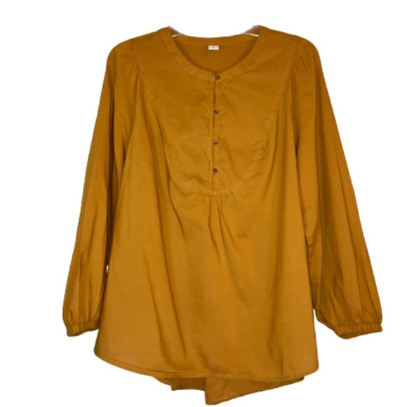 Old Navy Womens Ochre Yellow Bib Collar Blouse / Top Size M - Picture 1 of 15